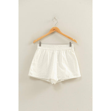 Eyelet Elastic Shorts with Pockets