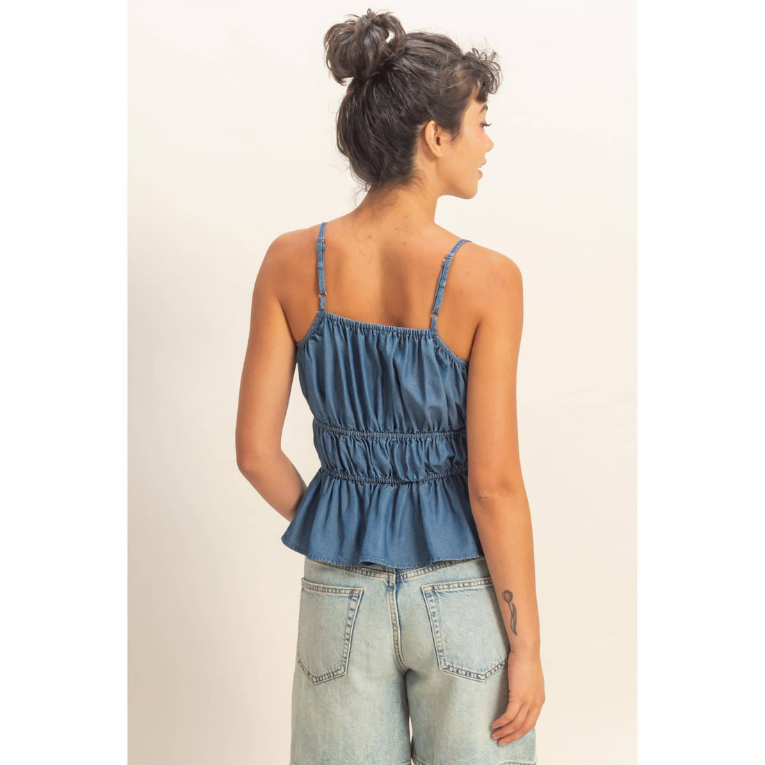 Cinched Waist Peplum Top