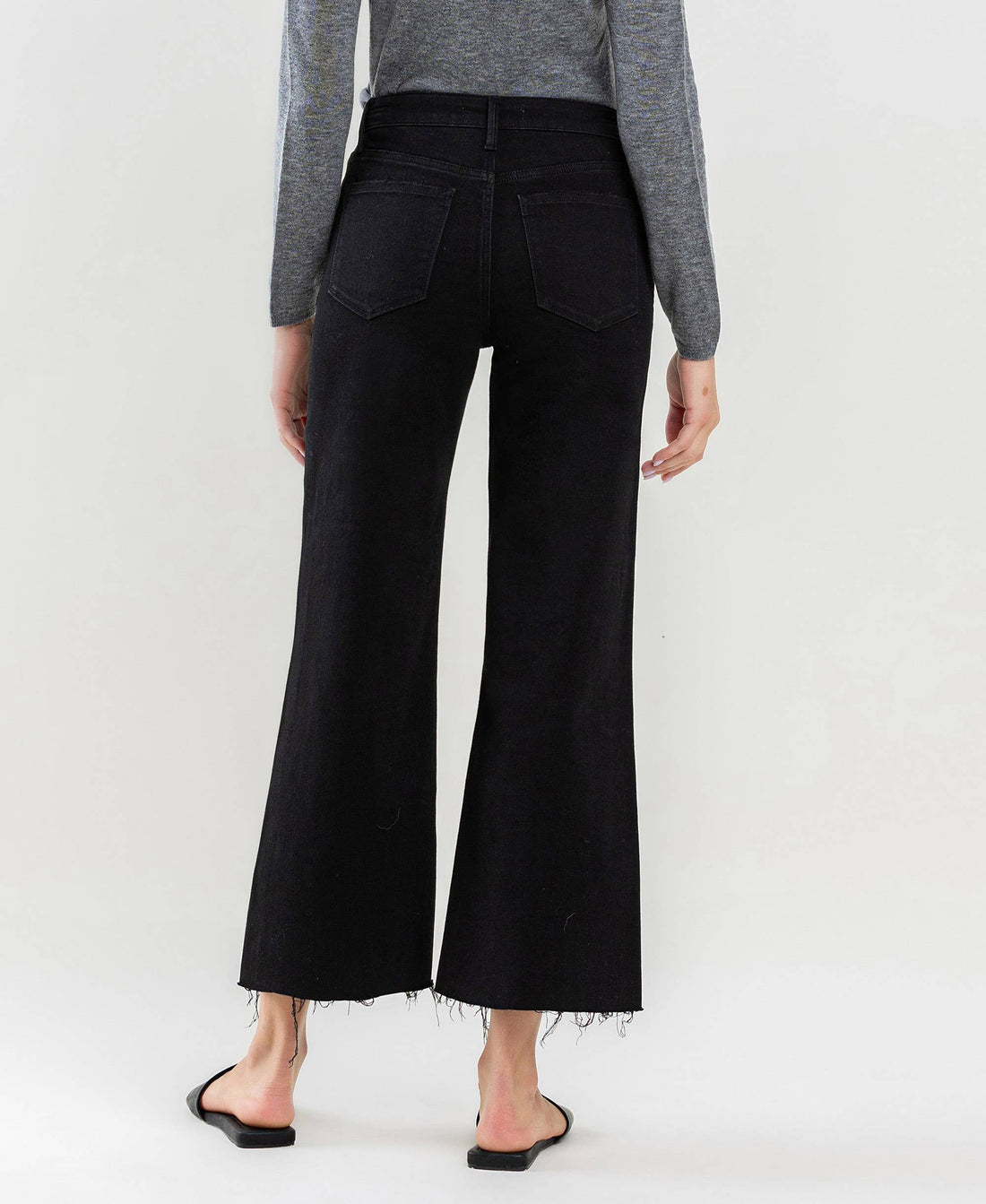 Lovervet - High Rise Raw Hem Crop Wide Leg