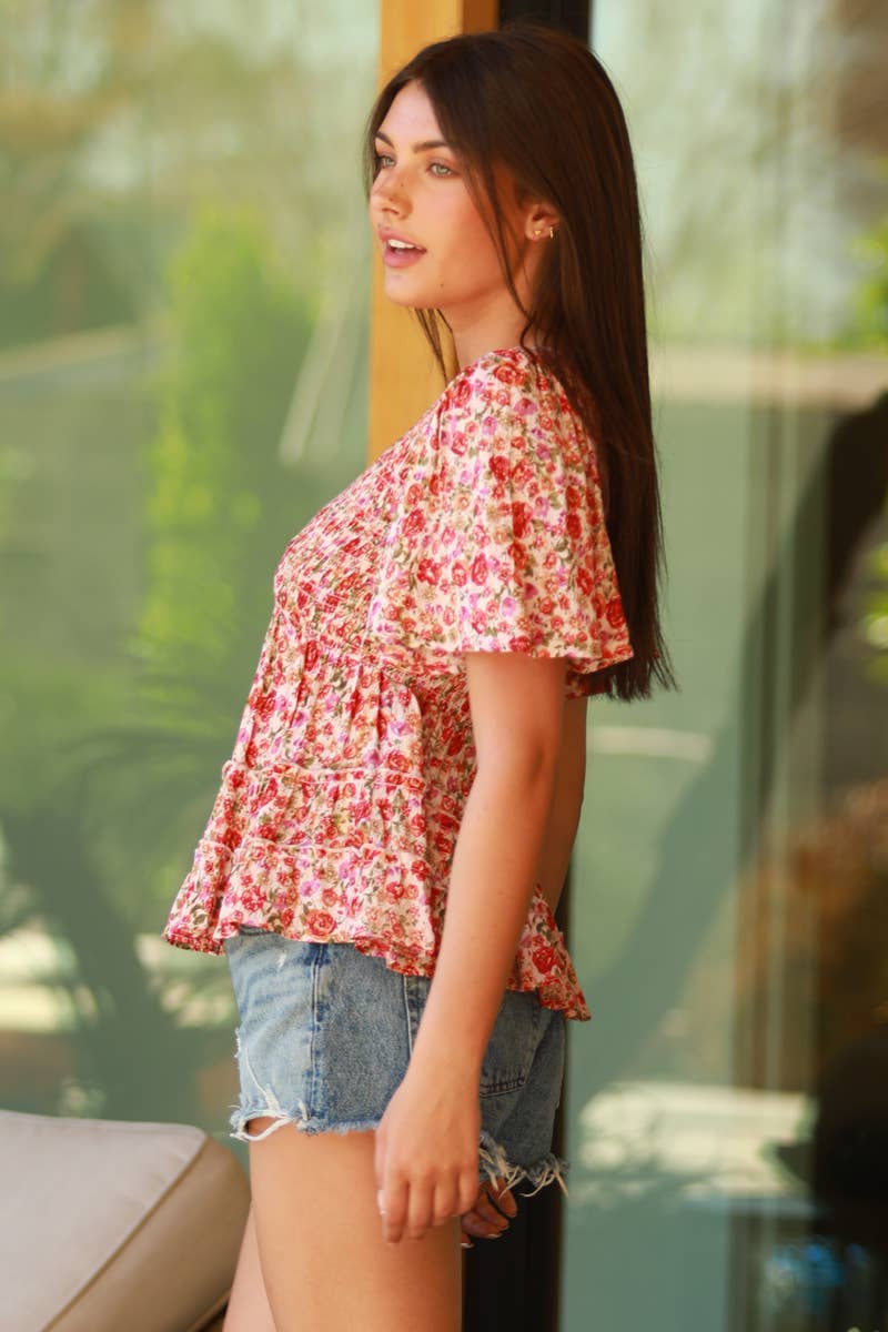 Smocked Bodice Lurex Thread Top