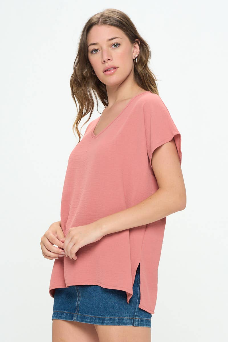 Salmon - V Neck Mimi Top