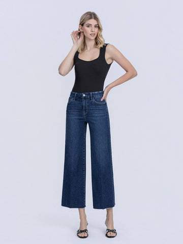 High Rise Trouser Fold Crease Crop Wide leg
