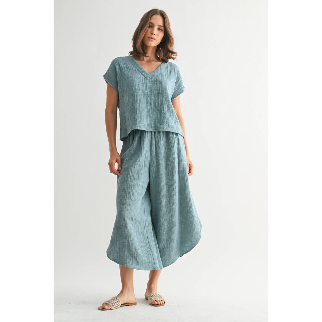 Gauze Frayed Edge Top