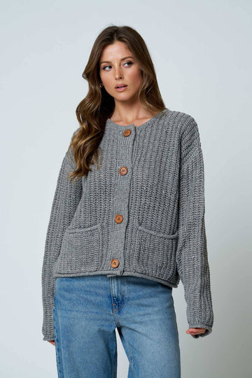 Marbled Chunky Knit Cardigan