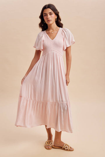 Pale Pink Modal Smocked Dress