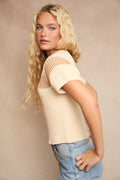 Ivory Taupe Ribbed Sweater Top for Women