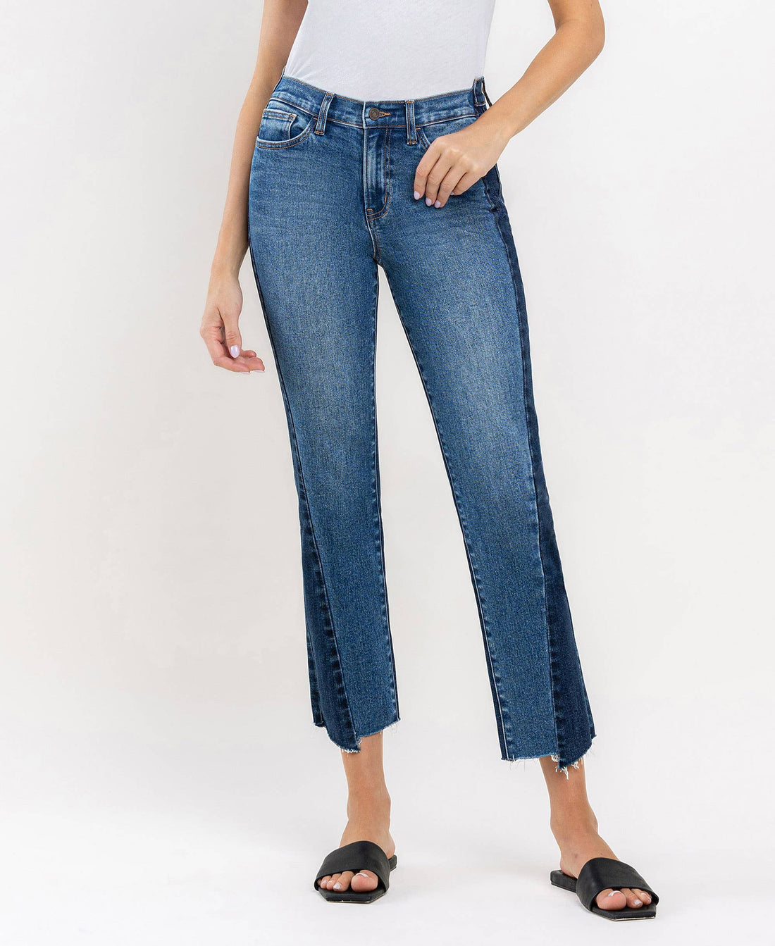 Vervet - High Rise Color Block Straight Jean