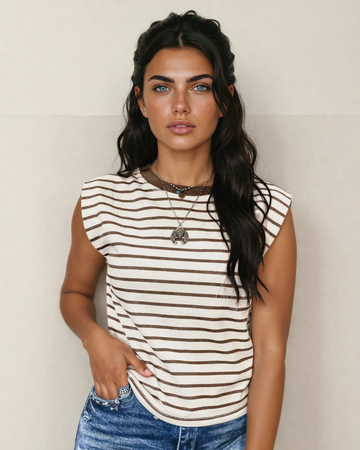 Brown Serena Stripe Loose Top