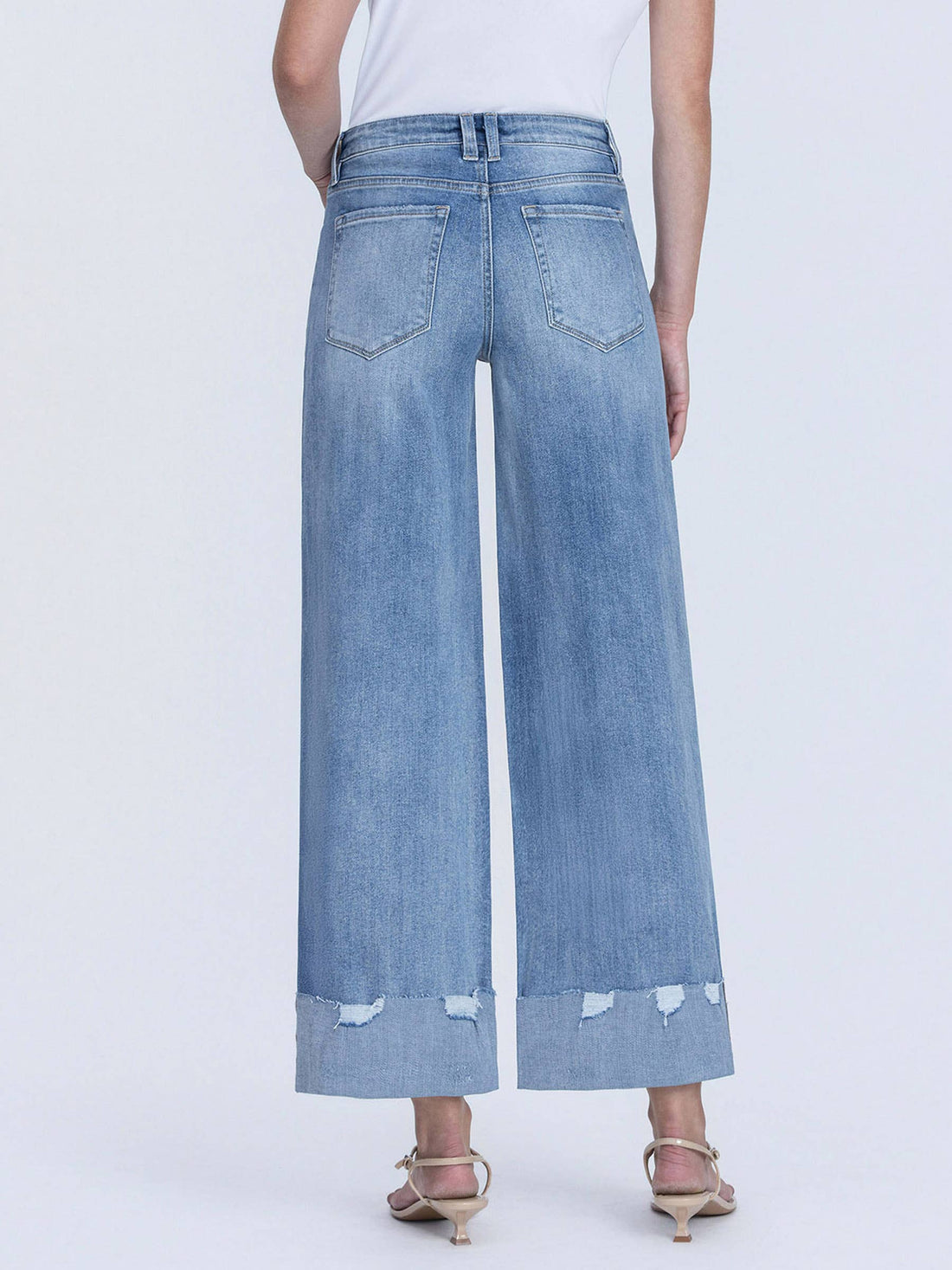Lovervet High Rise Medium Wash Cuffed Wide Jeans