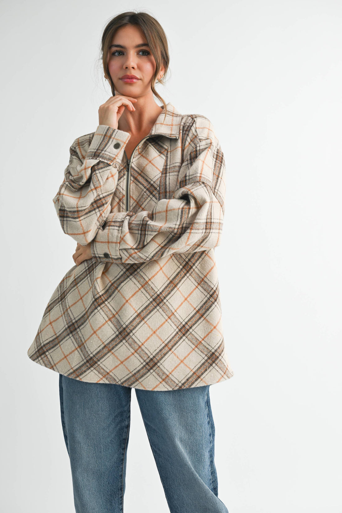 Iced Latte - Mya Plaid Oversize Pullover