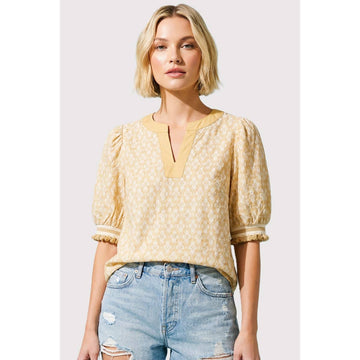 Yellow Lime Geo Floral Printed Top