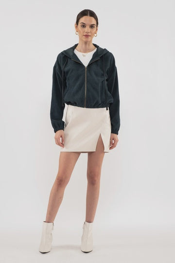 Black Corduroy Zip Up Jacket