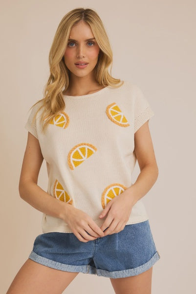 Orange Patch Knit Top