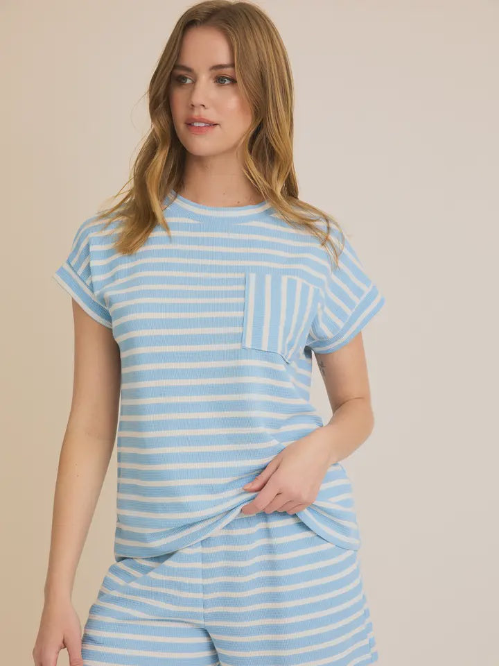 Blue / Cream Striped Set