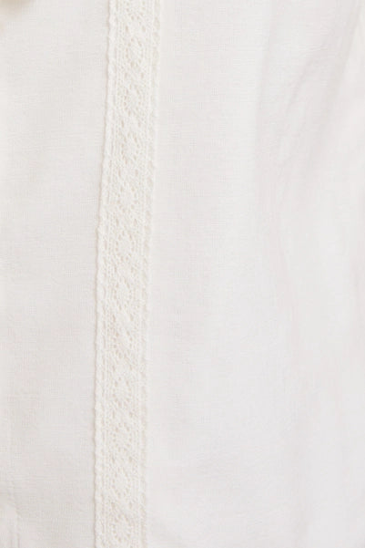 Lace Trim Collared Button Up