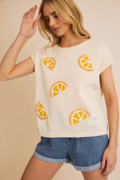 Orange Patch Knit Top