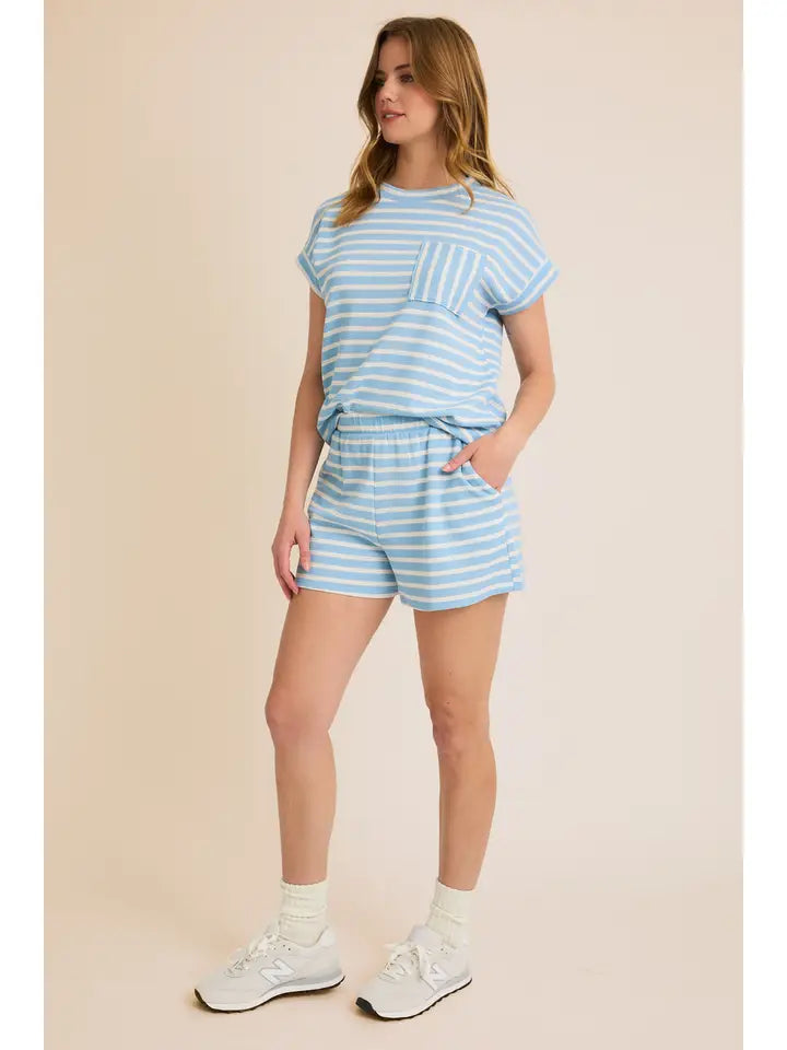 Blue / Cream Striped Set