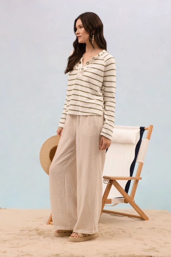 Striped Eyelet Long Sleeve