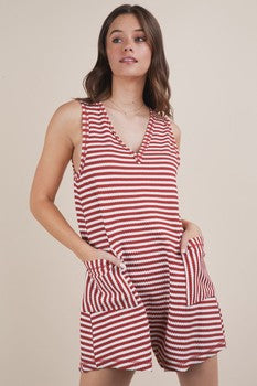Rust Striped Knit Romper