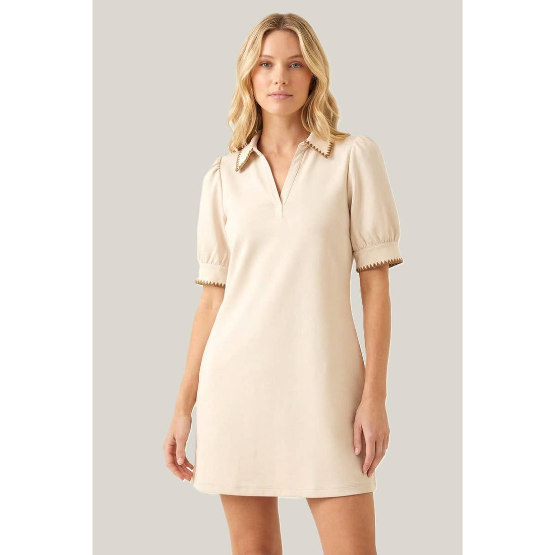 Ivory Tuape Stitched Jhonny Collared Scuba Dress