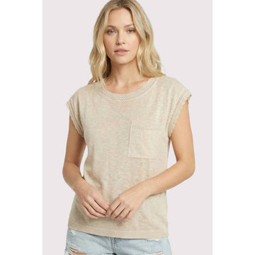 Short Sleeve Pointelle Chest Pocket Top