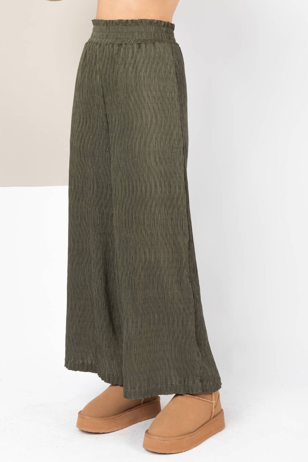 Olive Crinkle Pants
