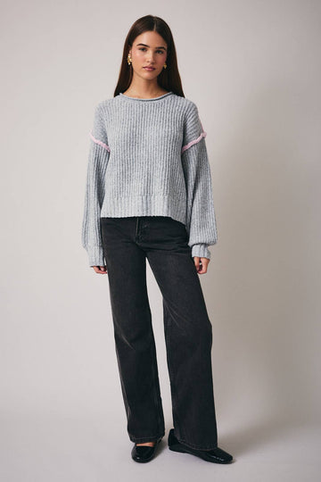 Grey Long Sleeve Slouchy Fit Sweater