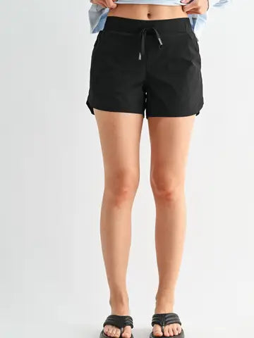 Black - Lined Athleisure Shorts