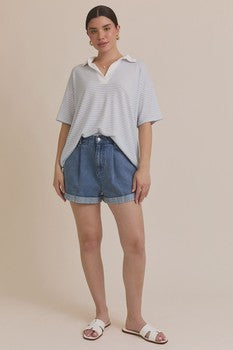 Short Sleeve Boxy Polo Shirt