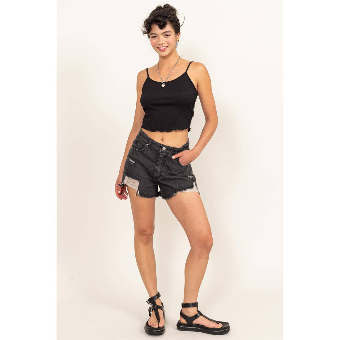 Black Crop Cami Top