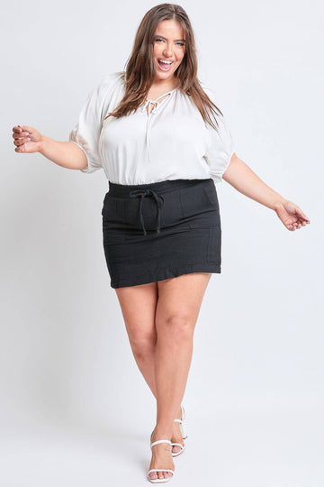 Black - Cotton Gauze Cargo Skort
