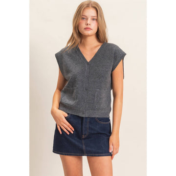 V-Neck Buttoned Sweater Vest