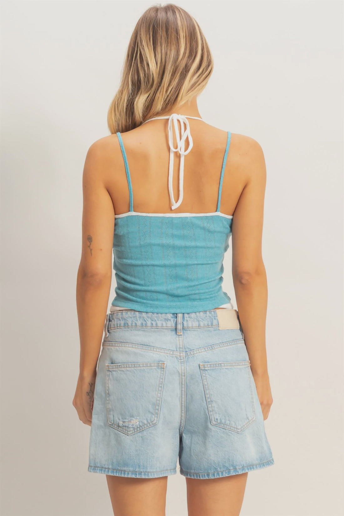 Blue - Ribbed Knit Camisole Top