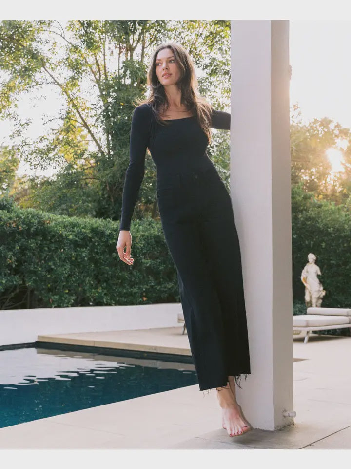 Lovervet - High Rise Raw Hem Crop Wide Leg