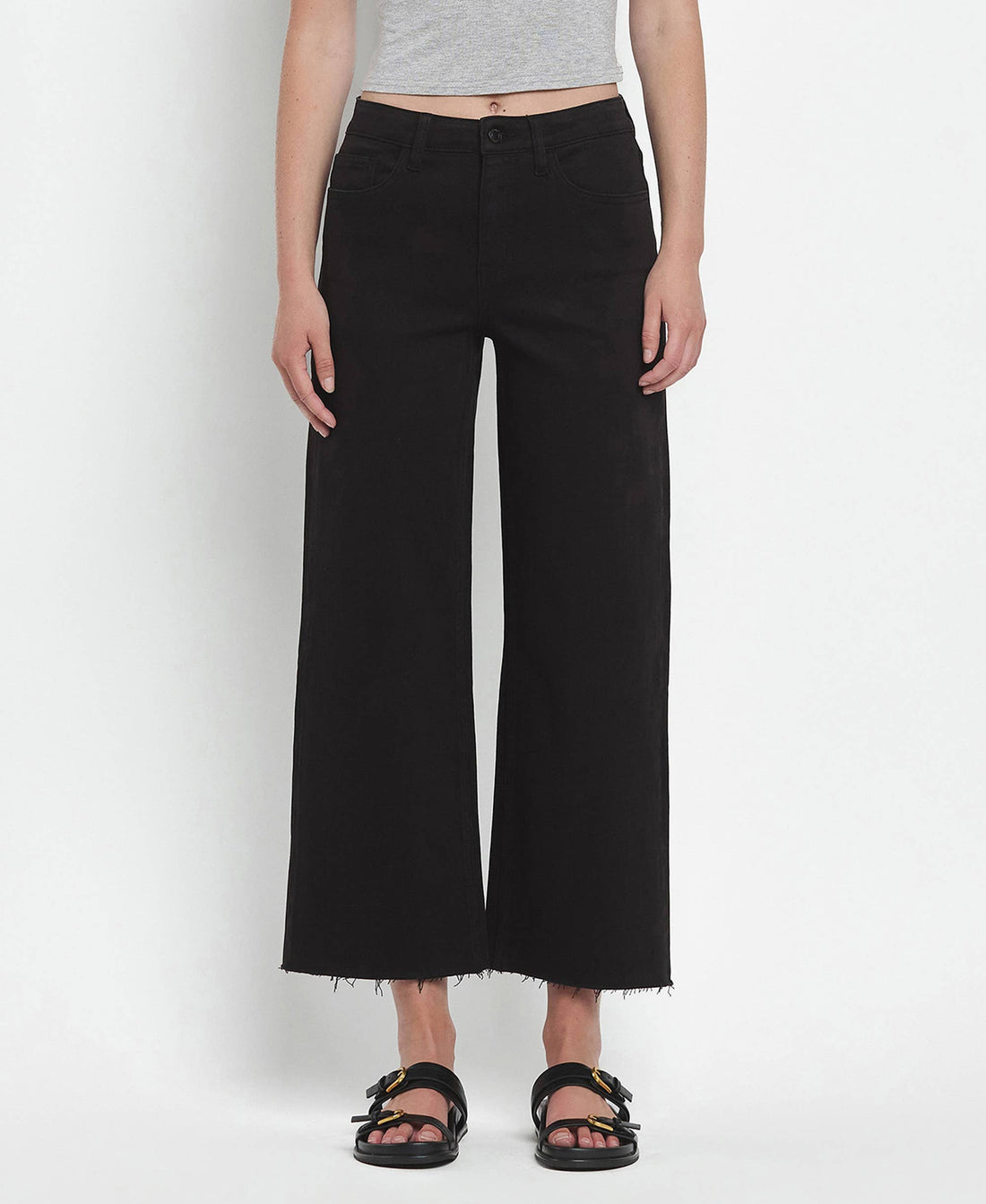 Vervet - Black High Rise Crop Wide Leg