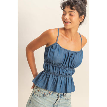 Cinched Waist Peplum Top