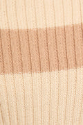 Ivory Taupe Ribbed Sweater Top for Women