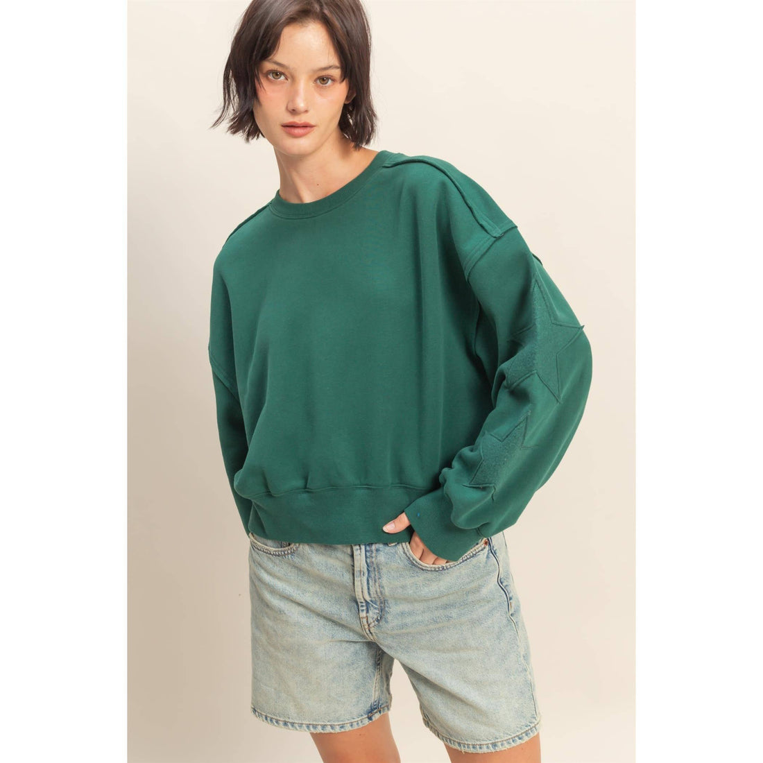 Dark Green - Star Patch Pullover