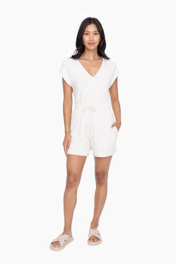 Natural Brushed Hacci V-Neck Romper