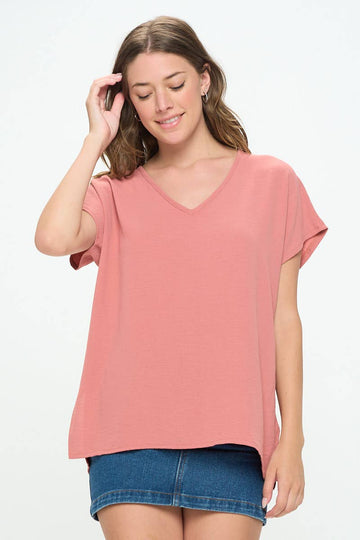 Salmon - V Neck Mimi Top