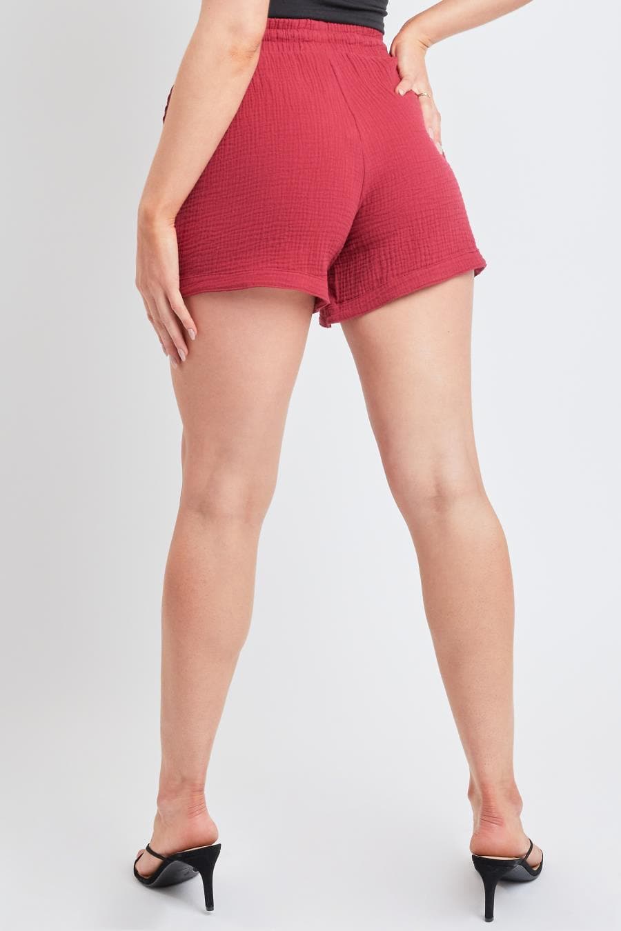 Garnet - Double Gauze Drawstring Banded Hem Shorts