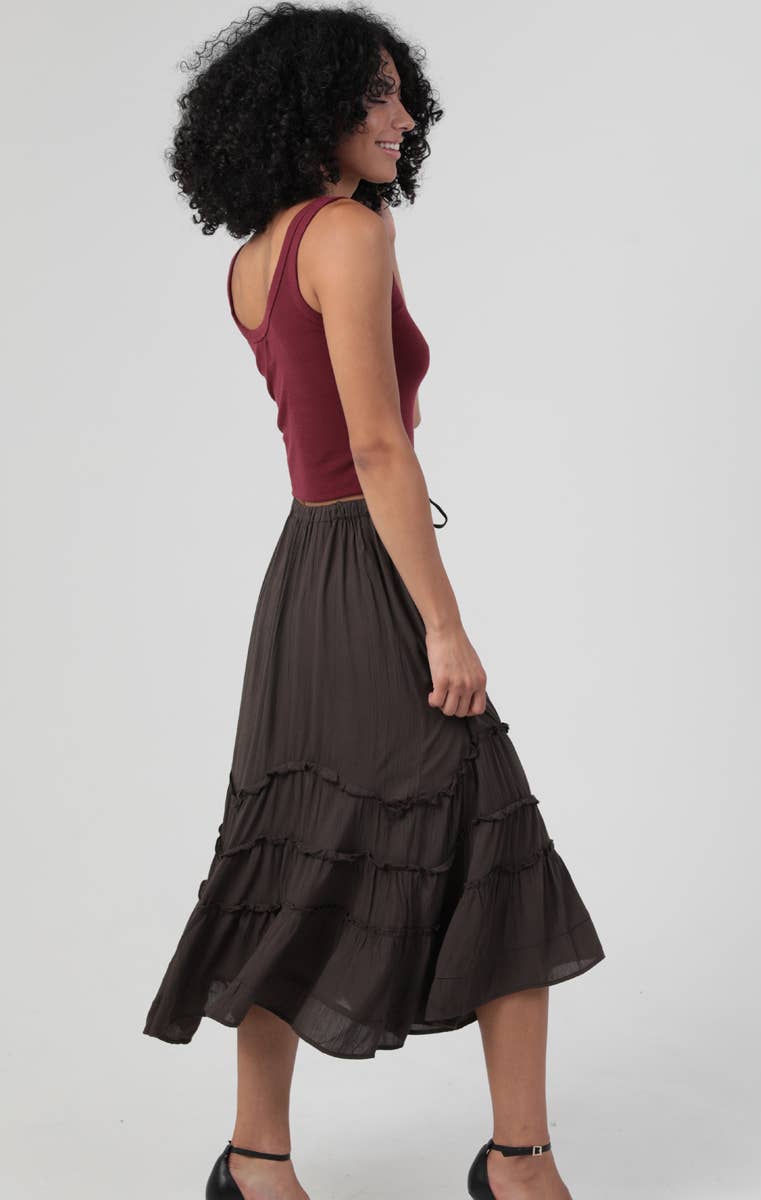 Waist Ruffled Maxi Skirt