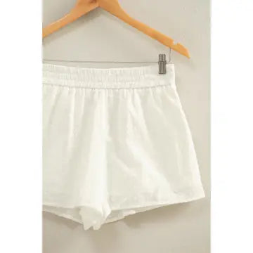 Eyelet Elastic Shorts with Pockets