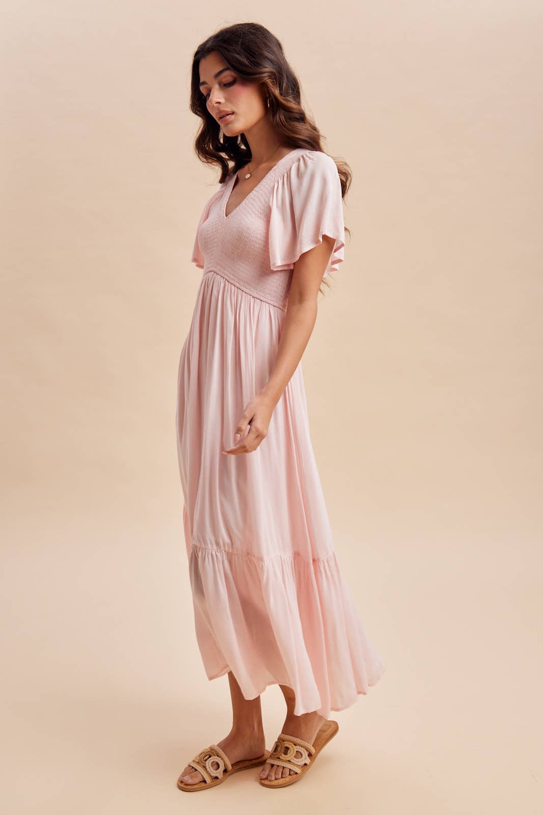 Pale Pink Modal Smocked Dress