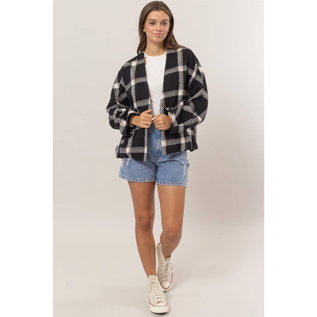Black Plaid Oversized Jacket