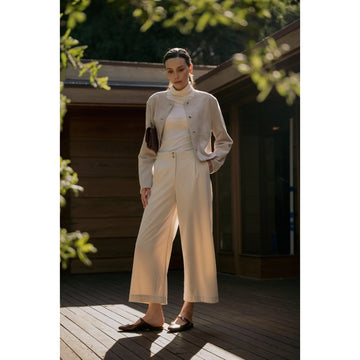 Cream Corduroy Wide Leg Pant
