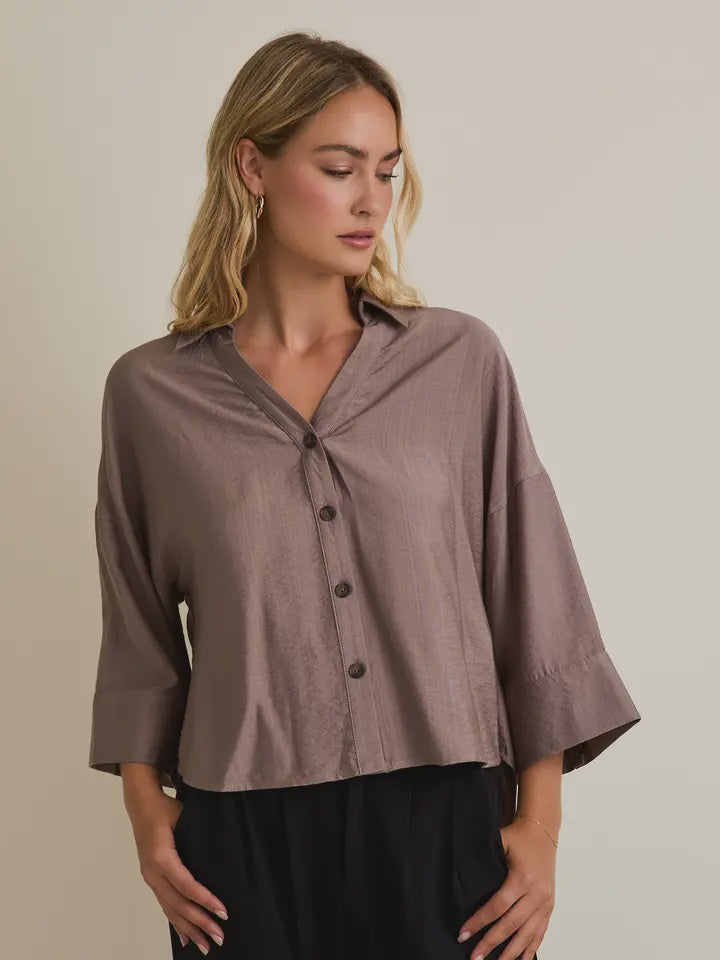 Mushroom- Wide Long Sleeve Button Down