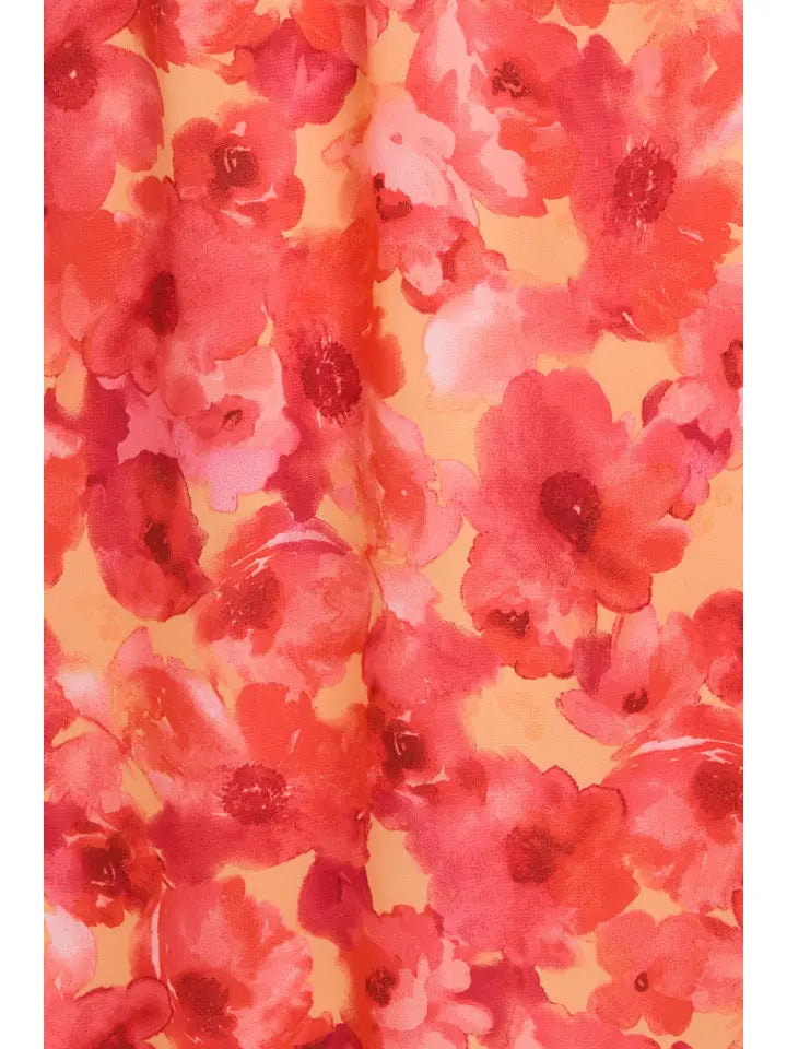 Floral Plus Short Sleeve Waist Tie Dress