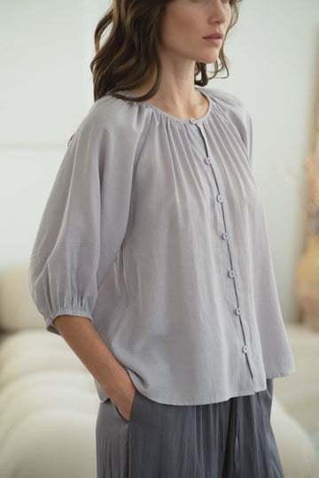 Flowy Linen Blouse 3/4 Sleeve