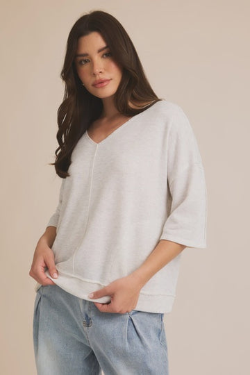 Light Grey Wide 3/4 Sleeve Top